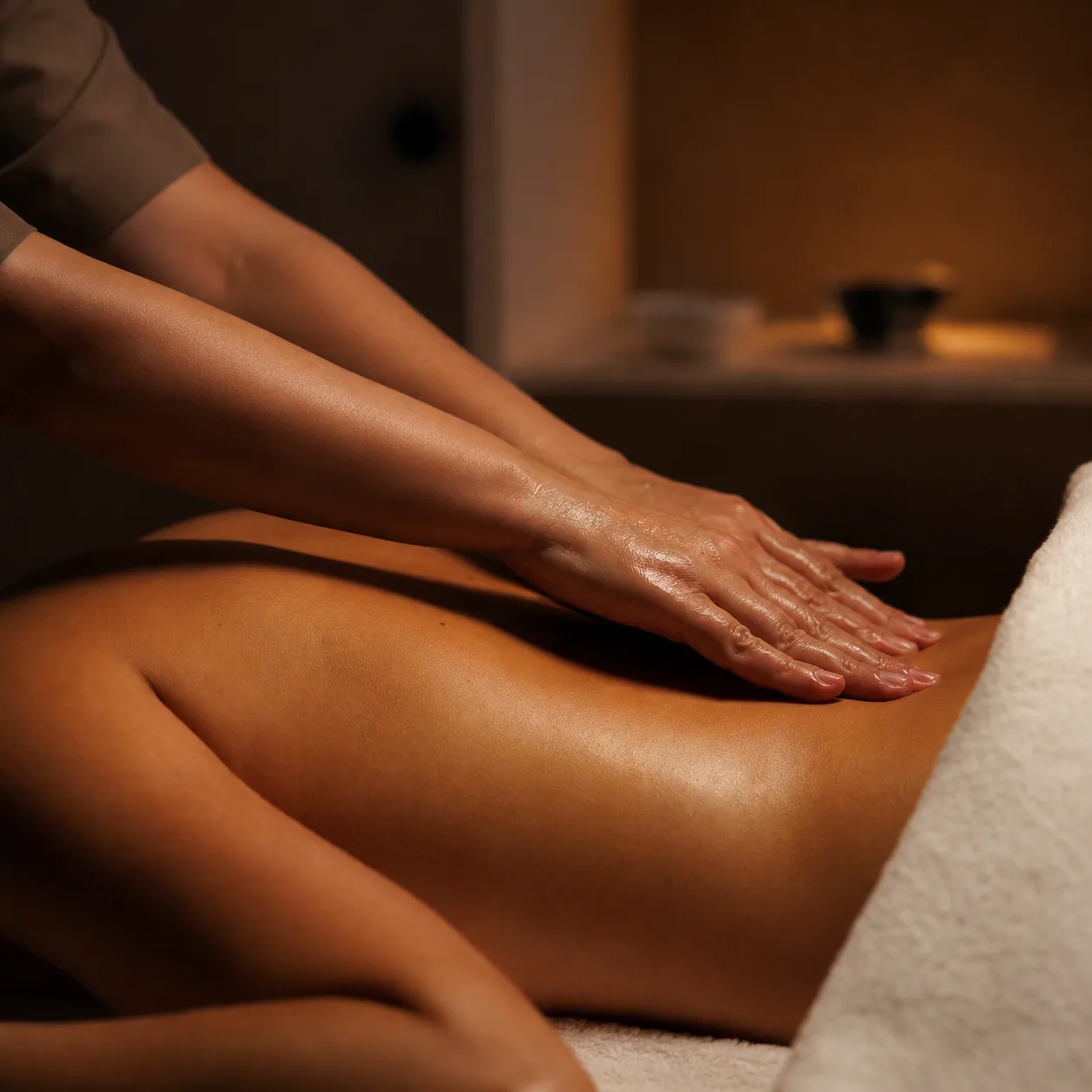 Massage lưng với tinh dầu thơm