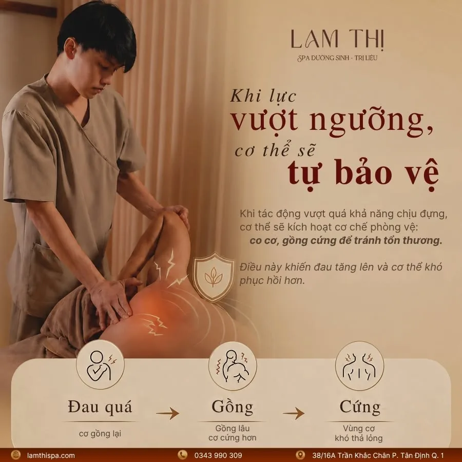 Khi lực massage vượt ngưỡng, cơ thể sẽ tự bảo vệ